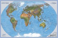 Карта в рулоне (Глобусный мир). Мир, физическая карта (бумага), 83х128 см